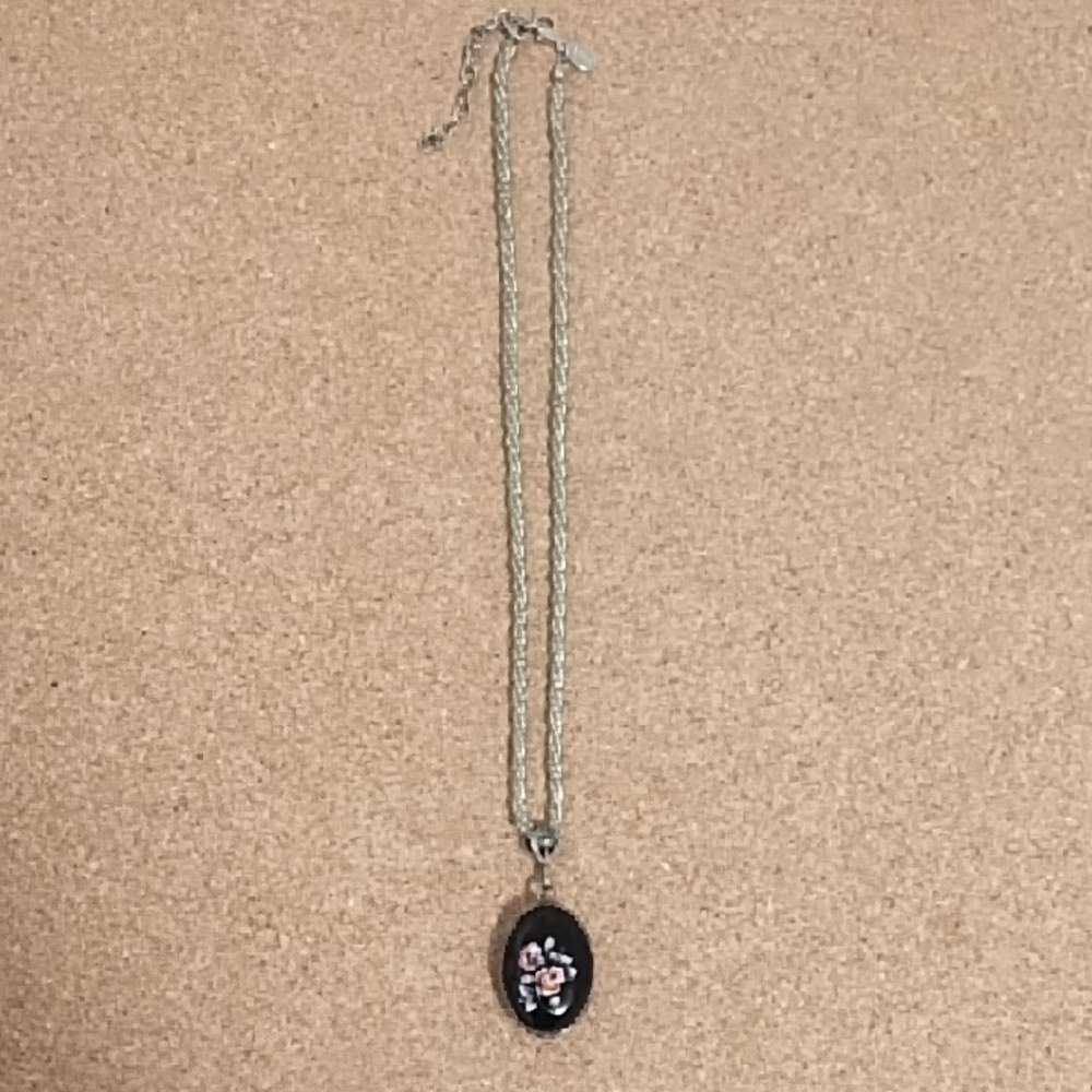 Nolan Miller Elegant Beige and Black Rose Pendant Necklace